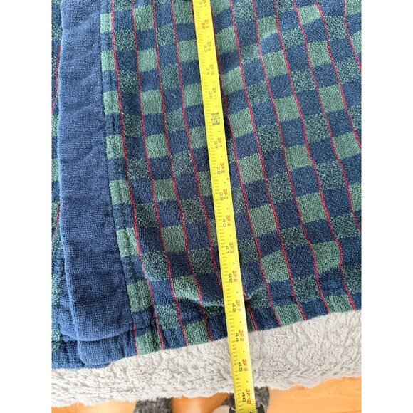 Vtg The Man’s Shop Blue Green Plaid Terry Cloth Robe Belted Bathrobe One Size - Picture 8 of 9